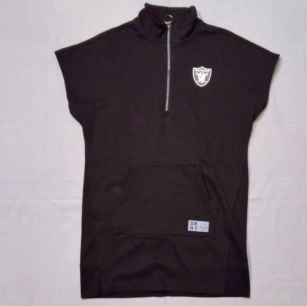 DKNY Las Vegas Raiders DKNY Sport Black Naomi Quarter Zip Sweater Sneaker Dress